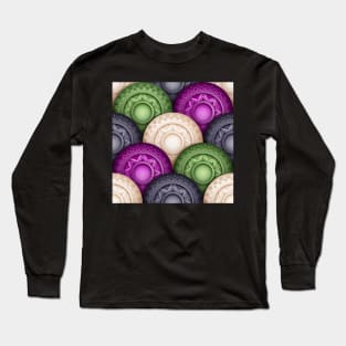 Colored Nature Inspired Pattern with Scale Motifs Long Sleeve T-Shirt